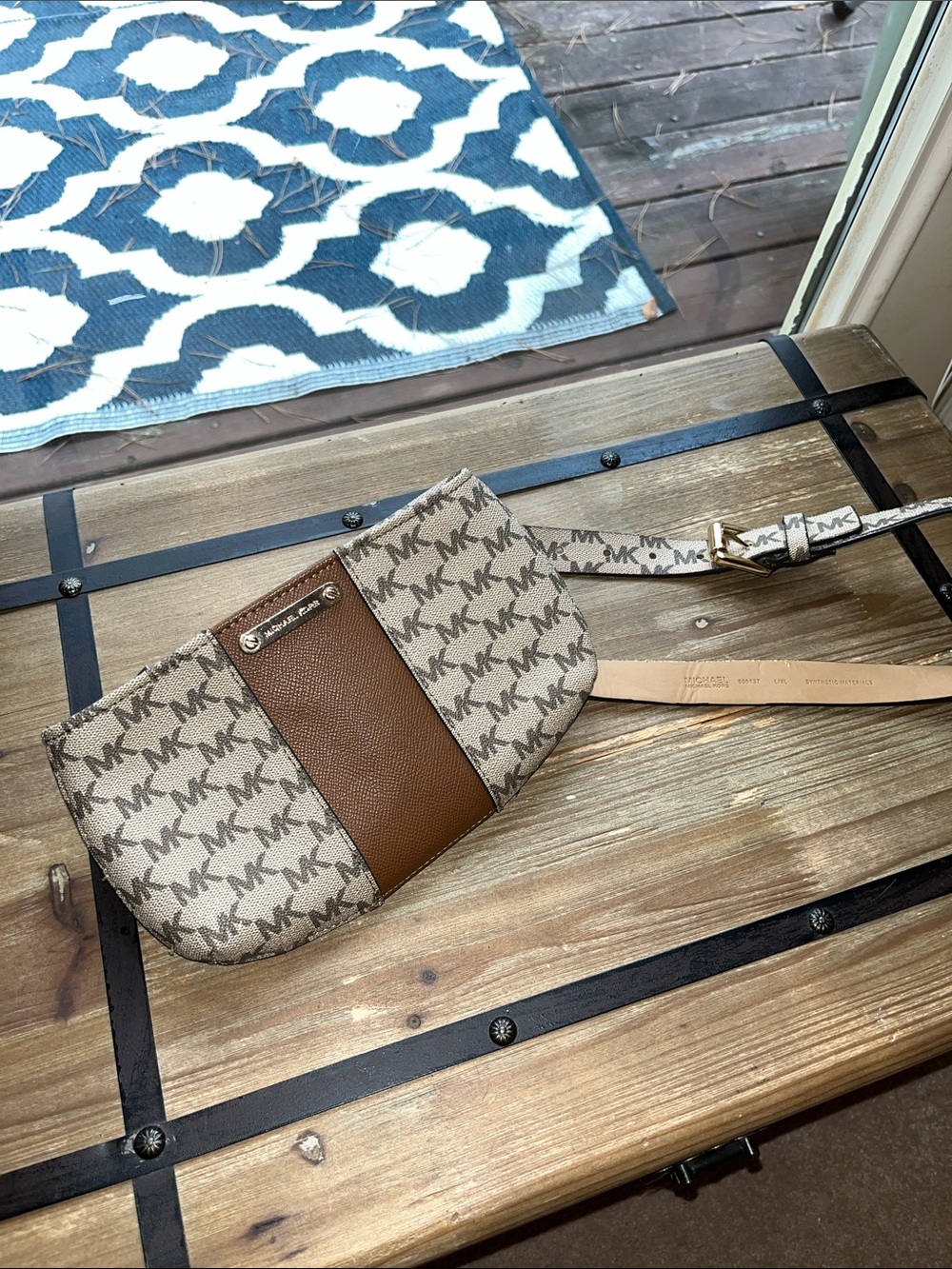 Michael Kors Beige and Brown Logo Crossbody Belt Bag